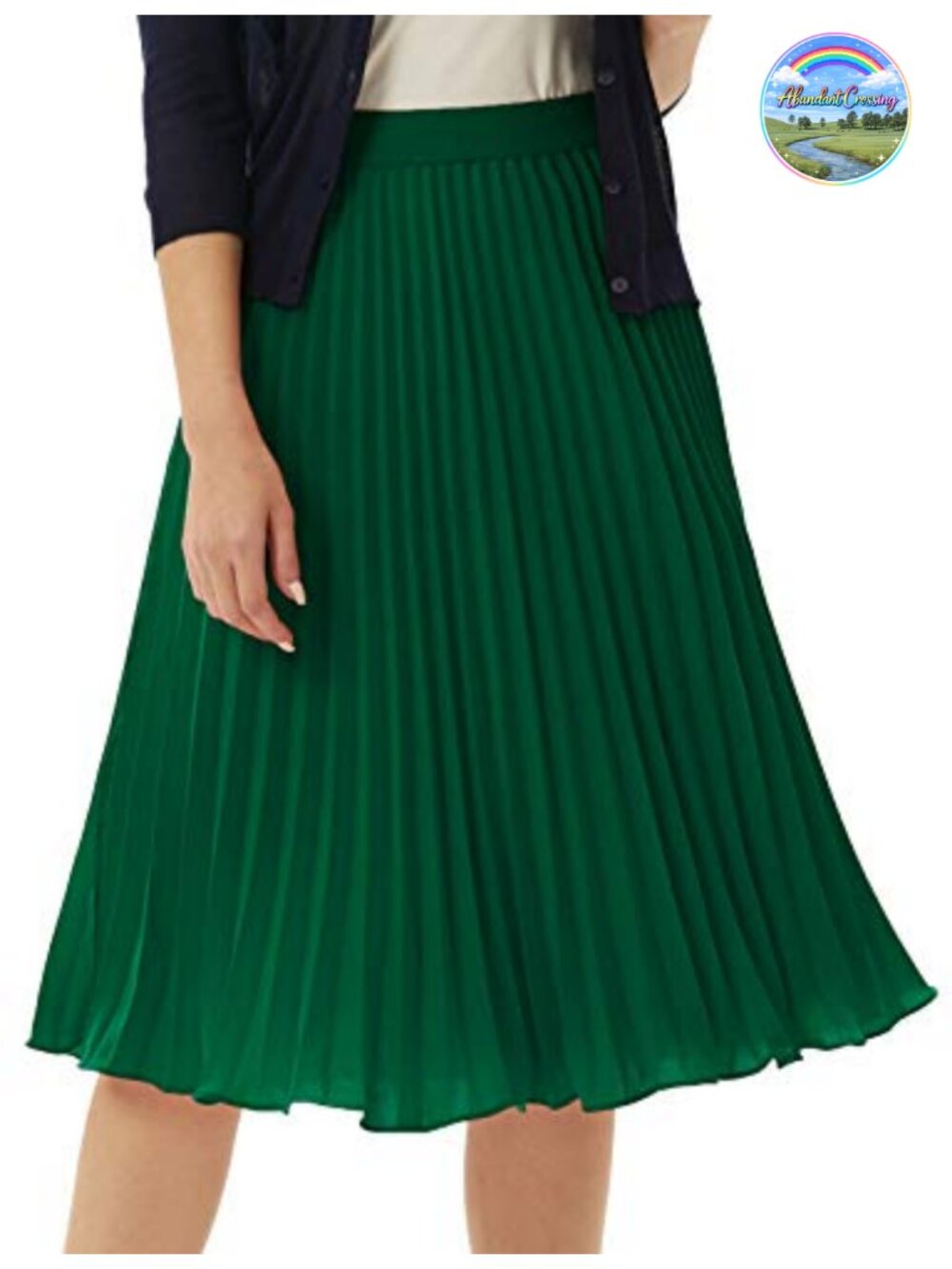 Women's Pleated Midi A-Line Chiffon Skirt Elastic Waist Work Casual